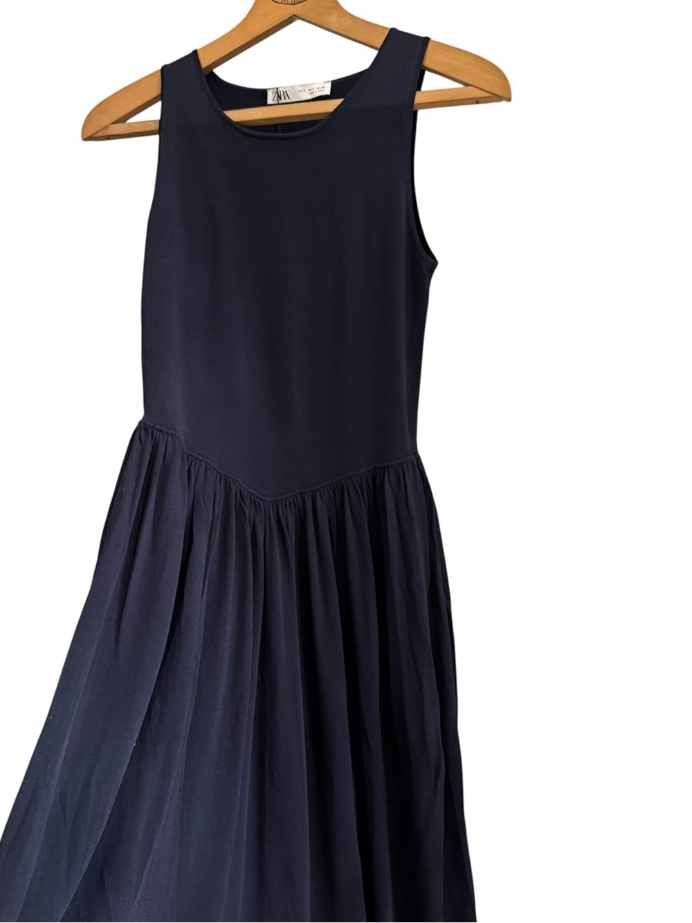 NWT Zara Womens Tank Maxi Dress Navy Blue Dropped Waist With Some Stretch Small